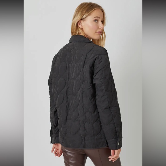 M5. NEW MYSTREE Quilted Heart Jacket Snap Buttons & Pockets Black S, M & L - Picture 4 of 8